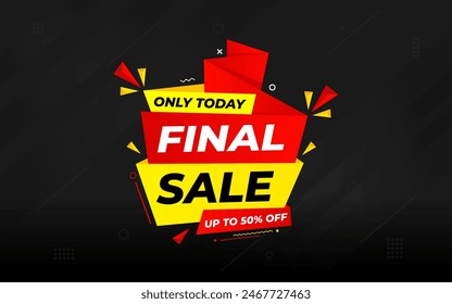 Final sale banner template vector design, Special offer final sale, Limited offer final sale tag. Final Sale Discount template for marketing promotion, retail, store, shop, online store, or website.