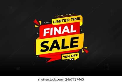 Final sale banner template vector design, Special offer final sale, Limited offer final sale tag. Final Sale Discount template for marketing promotion, retail, store, shop, online store, or website.