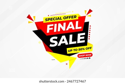 Final sale banner template vector design, Special offer final sale, Limited offer final sale tag. Final Sale Discount template for marketing promotion, retail, store, shop, online store, or website.