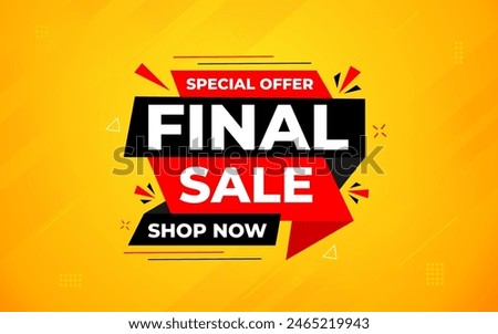 Final sale banner template vector design, Special offer final sale, Limited offer final sale tag. Final Sale Discount template for marketing promotion, retail, store, shop, online store, or website.