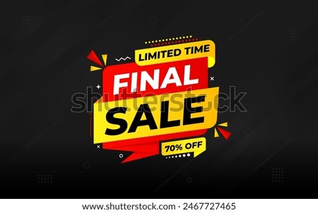Final sale banner template vector design, Special offer final sale, Limited offer final sale tag. Final Sale Discount template for marketing promotion, retail, store, shop, online store, or website.