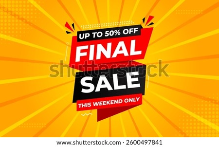 Final sale banner template vector design, Special offer final sale, Limited offer final sale tag. Final Sale Discount template for marketing promotion, retail, store, shop, online store, or website.