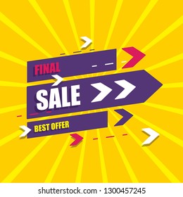 Final sale banner, vector. Final sale typography for web site, poster, blog banner, label and ads. Useful for design template and ribbon. Creative business concept, vector illustration background