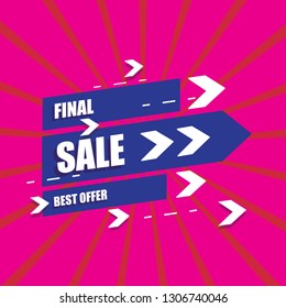 Final sale banner, vector. Final sale typography for web site, poster, blog banner, label and ads. Useful for design template and ribbon. Creative business concept, vector illustration background