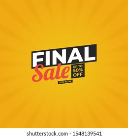 final sale banner with yellow background color for promotion vector