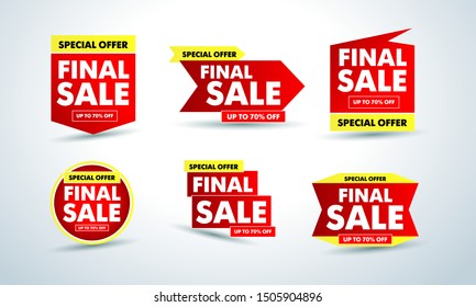 Final sale banners set, special offer. Isolated Vector illustration.