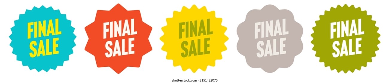 Final sale color sticker design in starburst shape. Web template for promotion vector illustration isolated on white background