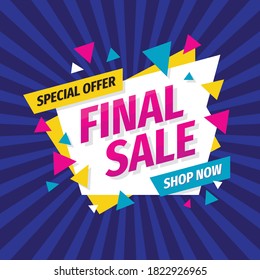Final sale concept banner template design. Discount abstract promotion layout poster. Vector illustration. 