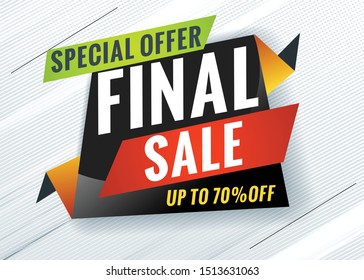 Final sale. Discount promotional concept template for banner, website, poster. Special offer tag. Vector illustration