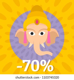 Final sale Ganesh Chaturthi background. Flat illustration of final sale Ganesh Chaturthi vector background for web design