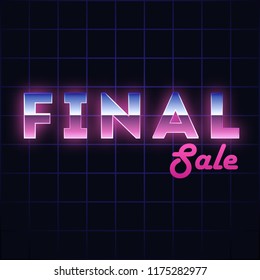 Final Sale hi-tech background, online shopping and marketing concept, technology vector illustration. Retro Chrome Text Effect. Retailing and discount theme. Flyer, poster template with letters