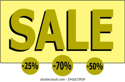 Final sale low prices. -25 50 70%. Vector illustration. Isolated on white background.
