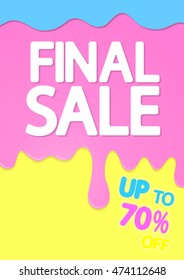Final Sale, melting ice cream, special offer, brochure design, size A4, vector illustration
