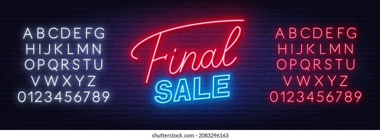 Final Sale neon sign on brick wall background