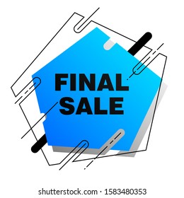 Final sale offer banner design with pentagon frame. Abstract graphic element with text. Geometric shape vector illustration. Template for promotion poster, advertising label or flyer