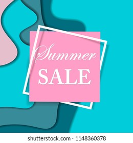 Final sale. Paper cut design. Vector illustration. Summer sale banner. 