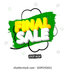 Final Sale, Patricks Day, banner design template, app icon, discount tag, vector illustration 