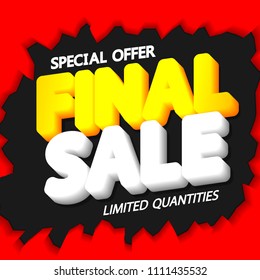 Final Sale, poster design template, special offer, vector illustration