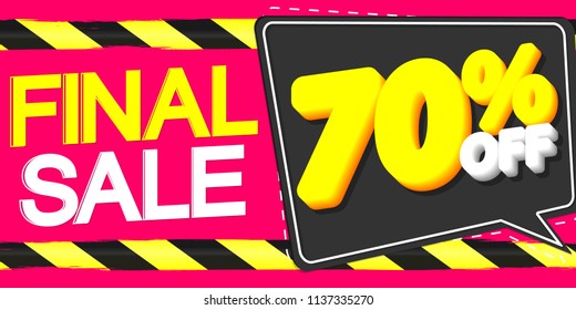 Final Sale, poster design template, discount 70% off, vector illustration