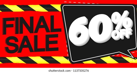Final Sale, poster design template, discount 60% off, vector illustration