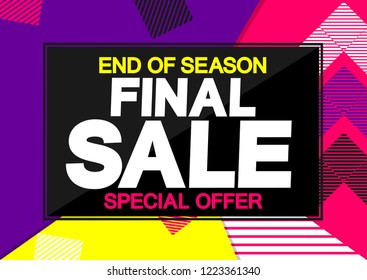 Final Sale, poster design template, special offer, end of season, vector illustration