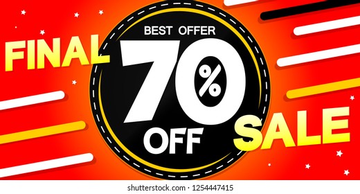 Final Sale, poster design template, 70% off, best offer, vector illustration