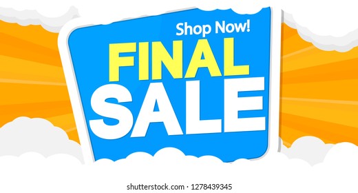 Final Sale, poster design template, horizontal banner, vector illustration