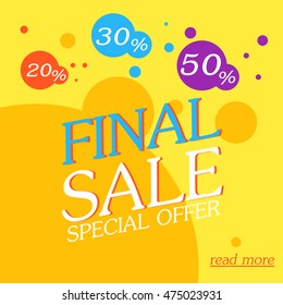 Final sale poster. Discount background, sale art, sale image special offer. Vector sale banner, eps10