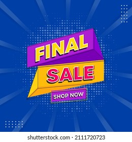 Afiche De Venta Final O Diseño De Plantilla En Color Turquesa.