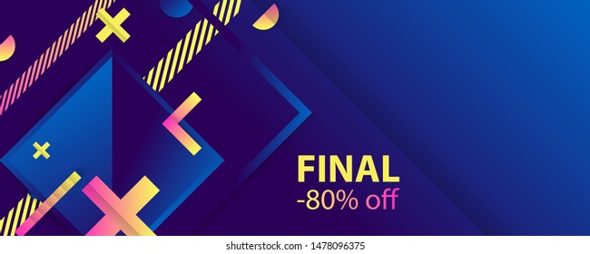 Final Sale Simple laconic abstract blue background with lines, dots, gradients for text. Vector banner design