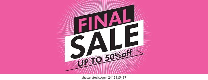 Final sale simple promotional banner template design. Logo, arrows and concentrated lines. Landscape