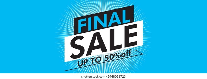 Final sale simple promotional banner template design. Logo, arrows and concentrated lines. Landscape