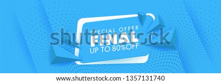 Final Sale Special Offer Banner Template Blue banner. Abstract background modern hipster futuristic graphic. Blue background with white stripes. Vector illustration.