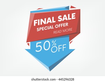 Final sale, special offer web banner and poster, background. Read more place. Vector illustration.