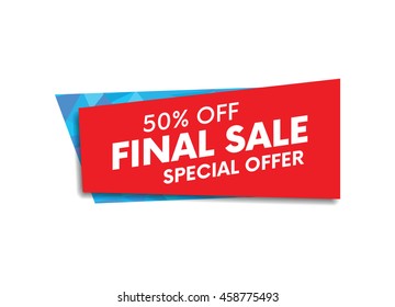 Final sale, special offer web banner and poster, background. Vector illustration.
