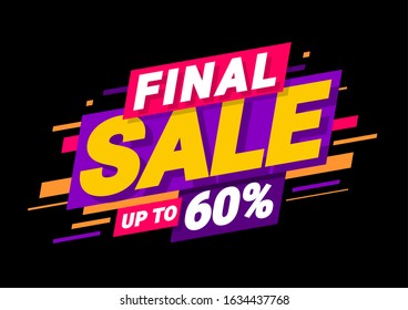 Final Sale of special offers. Discount with the price is 60. An ad with a red tag for an advertising campaign at retail on the day of purchase. vector illustration