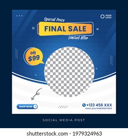 Final sale square banner for social media post template