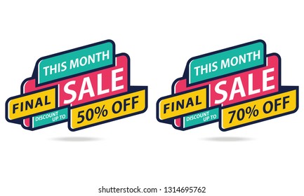 Final Sale Sticker Banner and Poster. 50% off. Promotion Banner and Poster Vector illustration - Vector