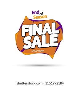 Final Sale tag, bubble banner design template, end of season, app icon, vector illustration
