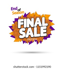 Final Sale tag, bubble banner design template, end of season, app icon, vector illustration