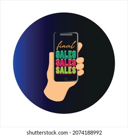 final sale, telephone final sale, sales vector hand sale phone