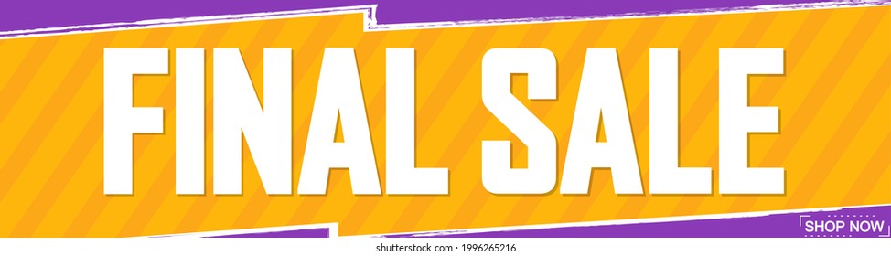 Final Sale, web banner design template, discount horizontal poster, vector illustration