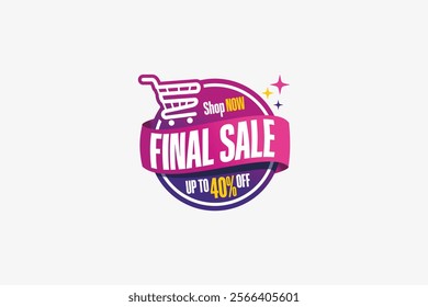 Final sale web banner vector design with trolley icon symbol for sales and discount promotion media