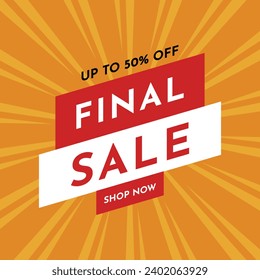 Final sale yellow banner with offer vector design template for business