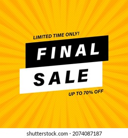 Final sale yellow banner. Vector illustration