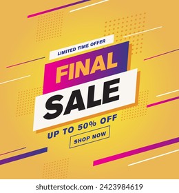 Final sale yellow gradient with offer details vector illustration