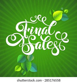 Final sales summer promotion calligraphy  background Hand lettering Design Template. Typography Vector Background. Handmade calligraphy