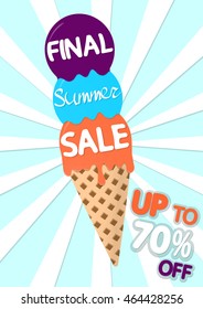 Final Summer Sale, ice cream, special offer, abstract background, brochure design, size A4, vector illustration