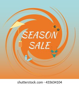 Final summer sale label. Vector illustration. Graphic sign design. Advertising label. Summer sale banner text in white drawn label with sun symbol, business seasonal shopping concept.