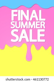 Final Summer Sale, melting ice cream, brochure design, size A4, vector illustration